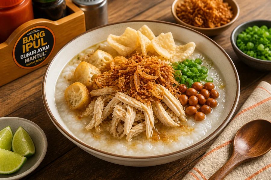 bubur ayam spesial cimanggis bang ipuul topping lengkap