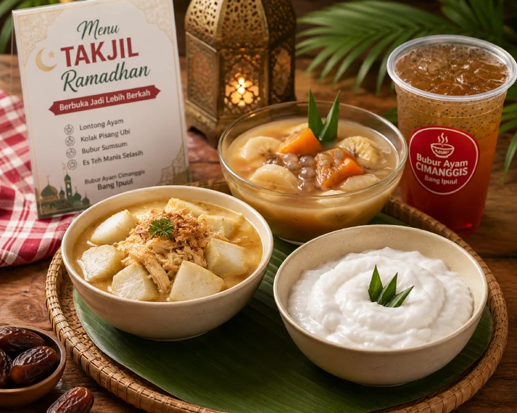 takjil ramadhan cimanggis bang ipuul lontong kolak bubur sumsum